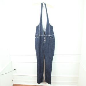 Vintage Y2K Enyce Denim Overalls 11 Corset Waist‎ High Rise Rhinestone Dark Wash